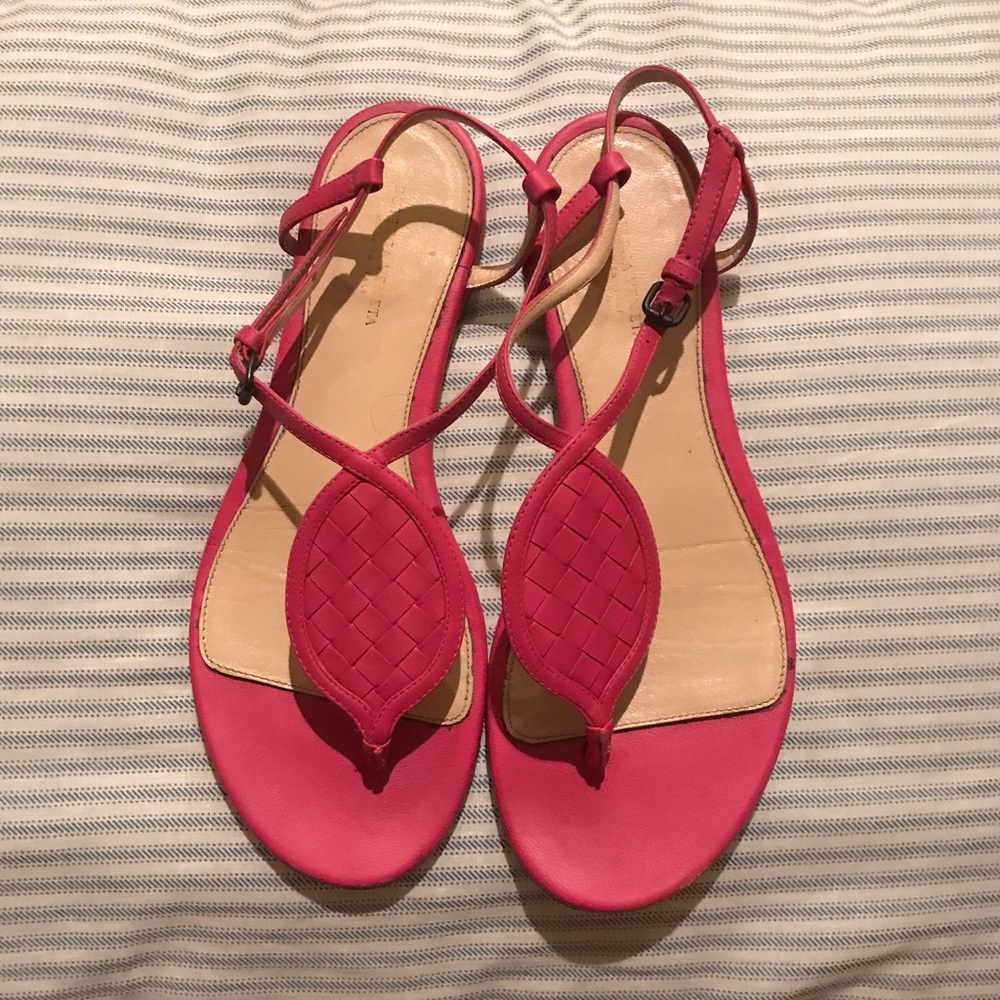 Bottega Veneta intreciatto leather sandals pink